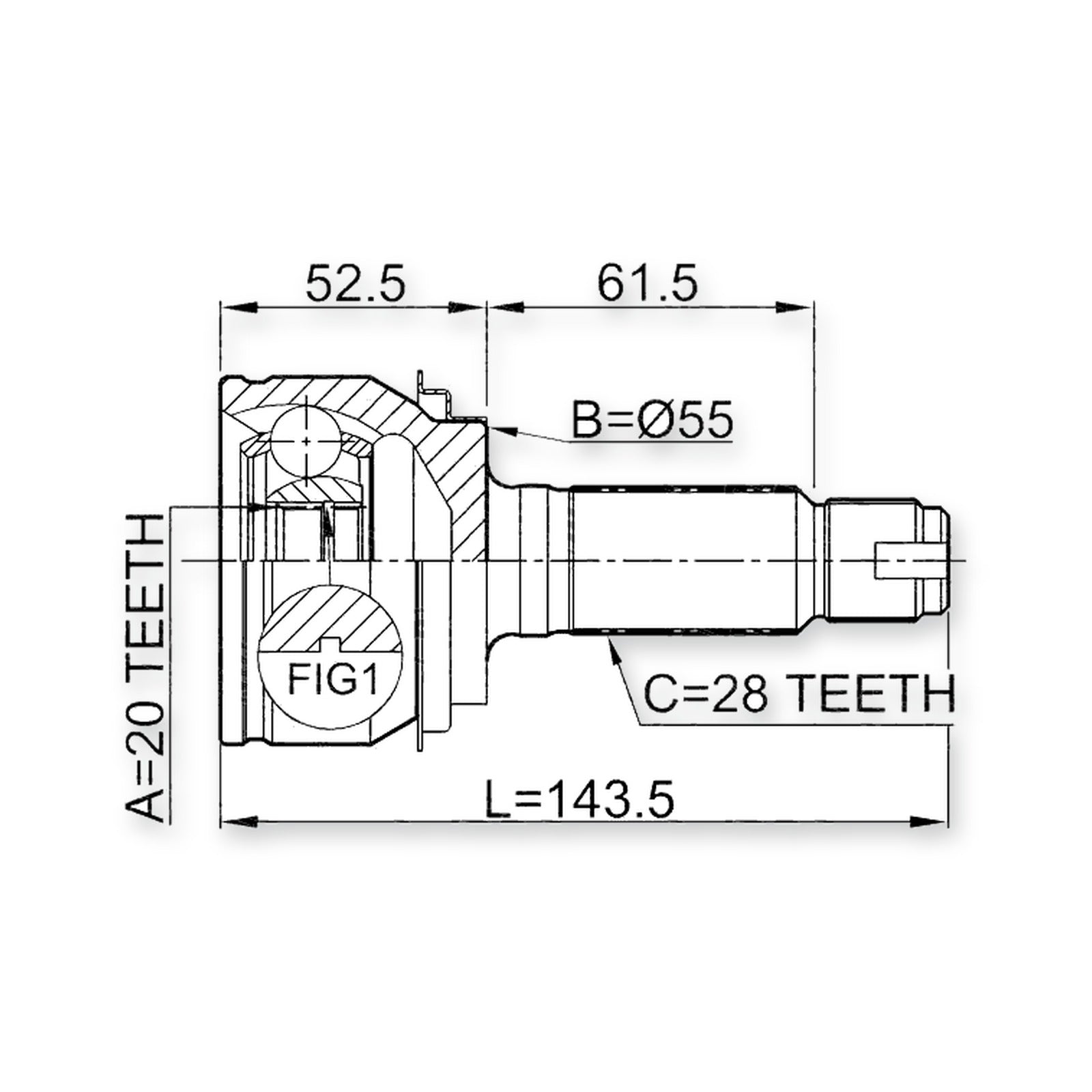 Honda Cr-V Rear Outer CV Joint 20X29.4X28