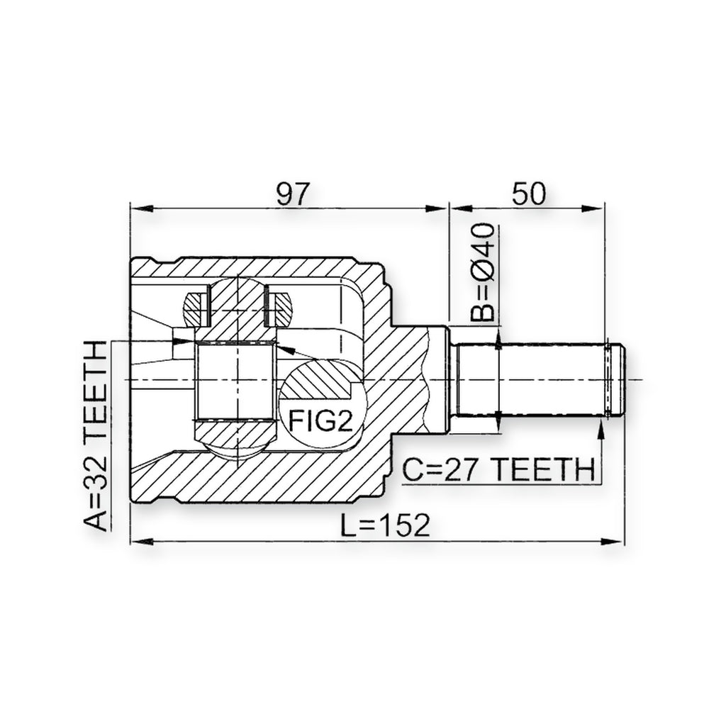 Honda Accord 4D Front Left CV Joint 32X40X27