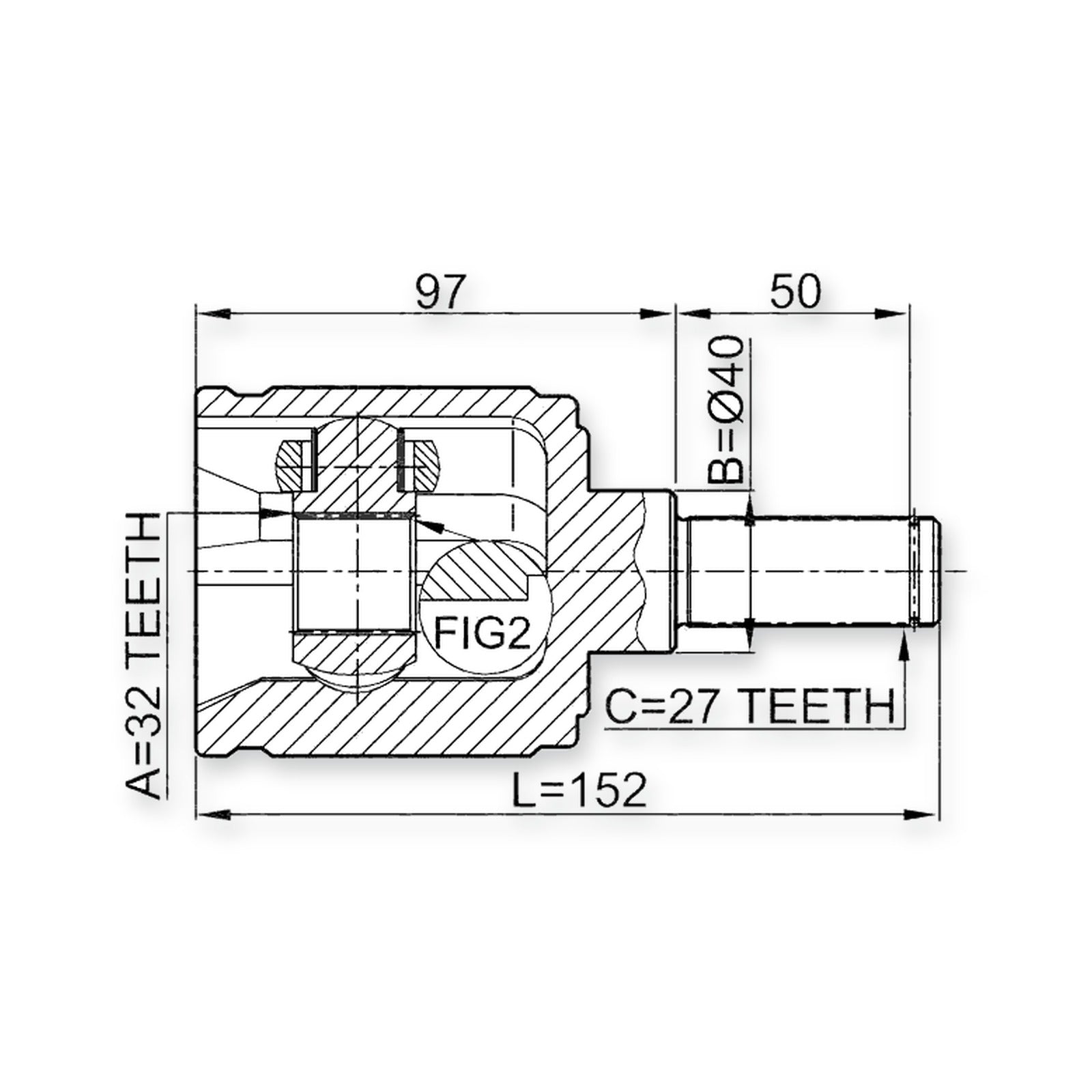 Acura Cl YA1 Front Left CV Joint 32X40X27