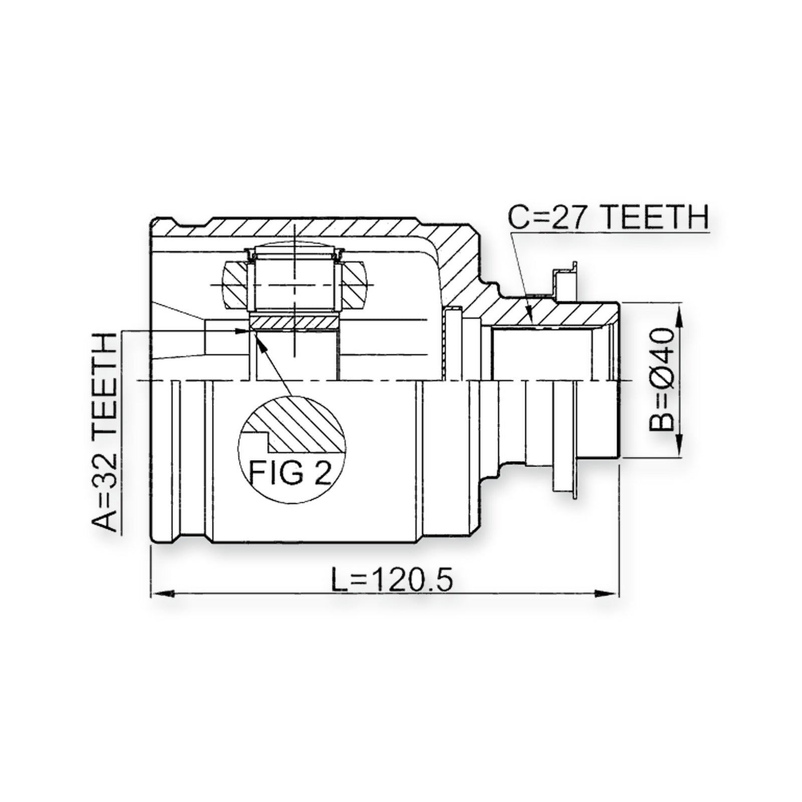 Acura Cl YA1 Front Inner CV Joint 32X40X27