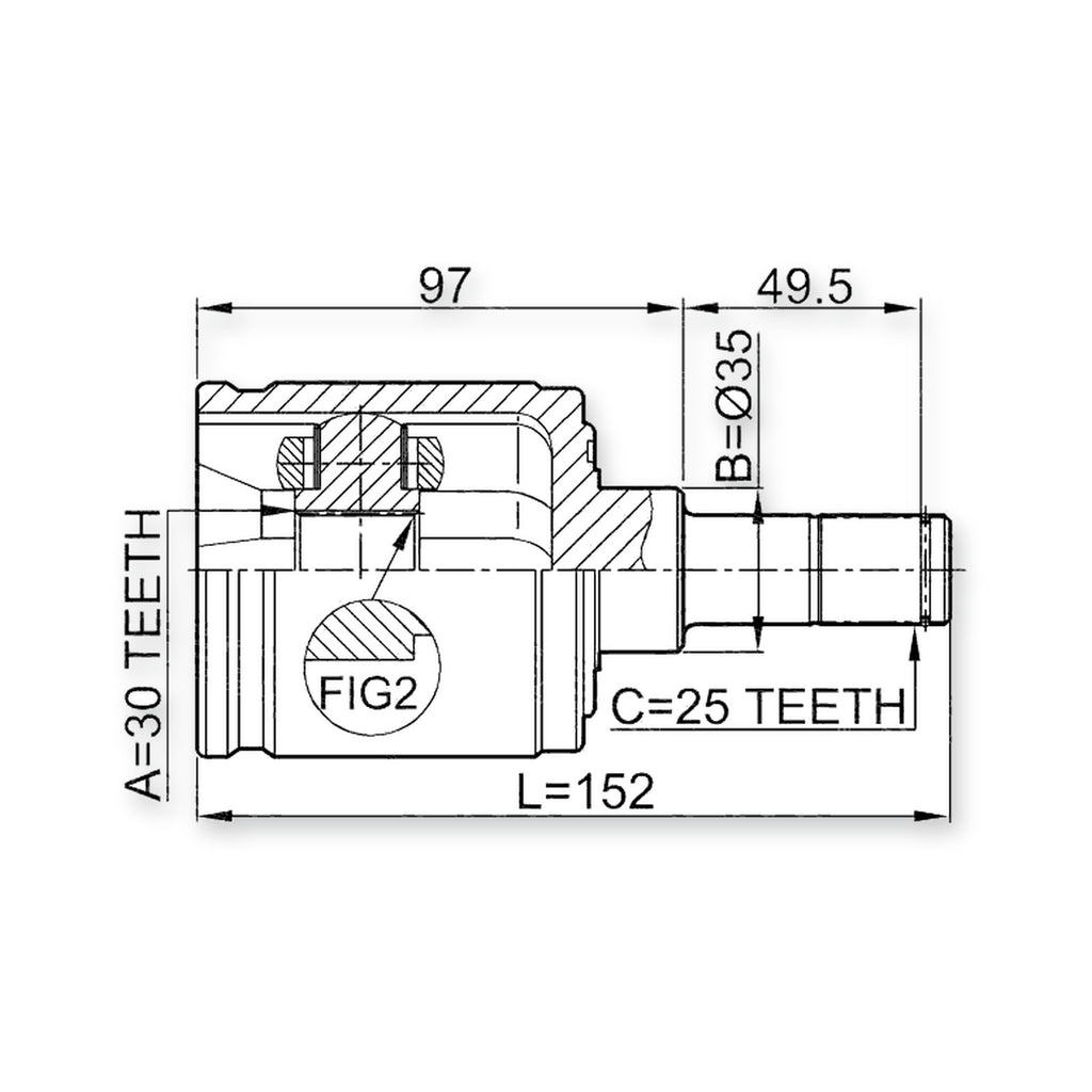 Front Right CV Joint 30X35X25