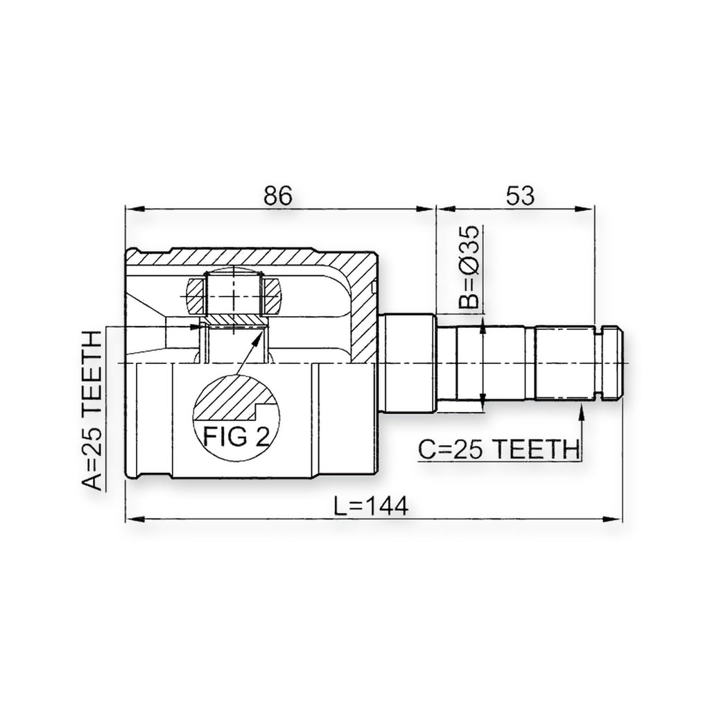 Honda Fit Front Right CV Joint 25X35X25
