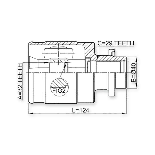 Acura Mdx YD1 Rear Inner CV Joint 32X40X29