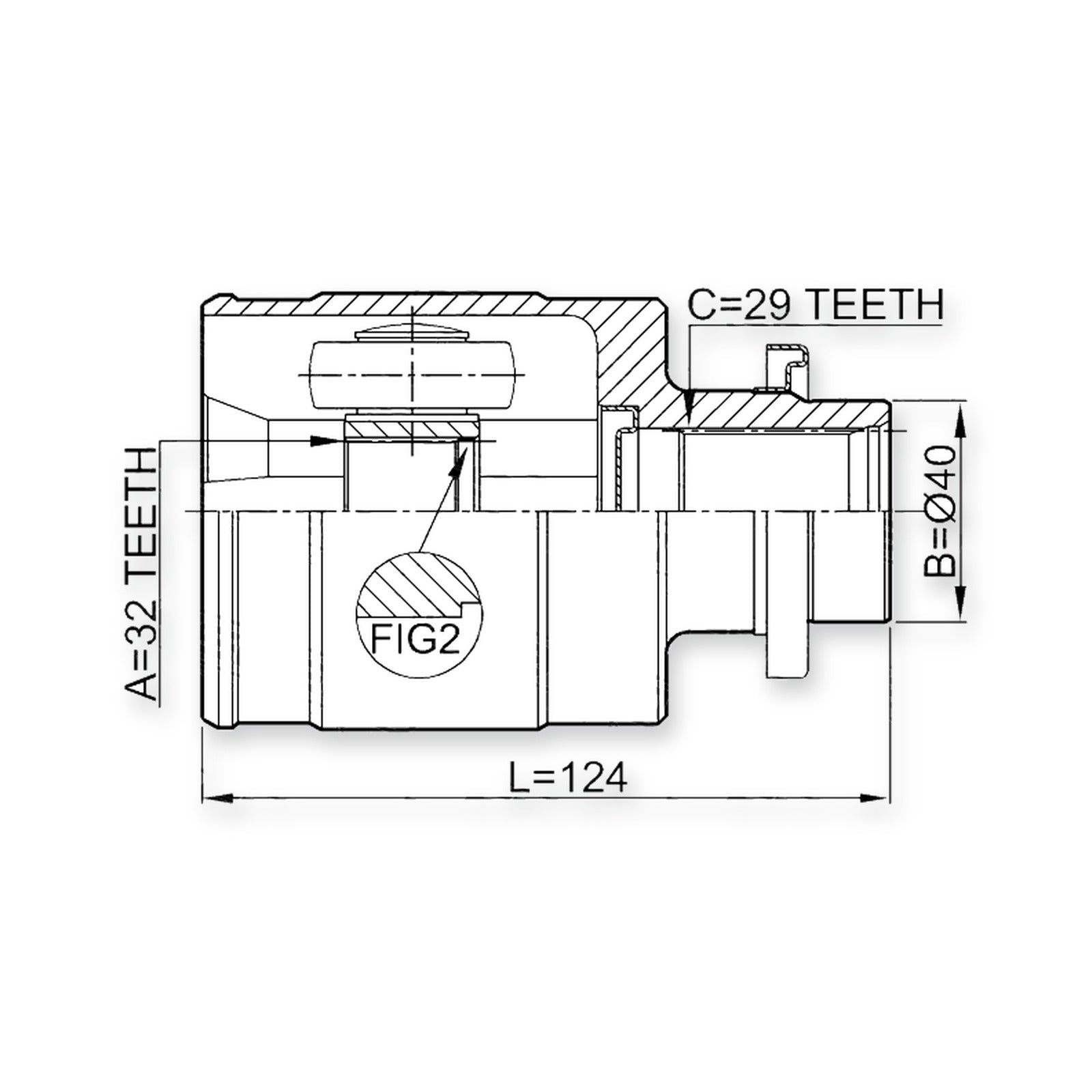 Honda Mdx Rear Inner CV Joint 32X40X29
