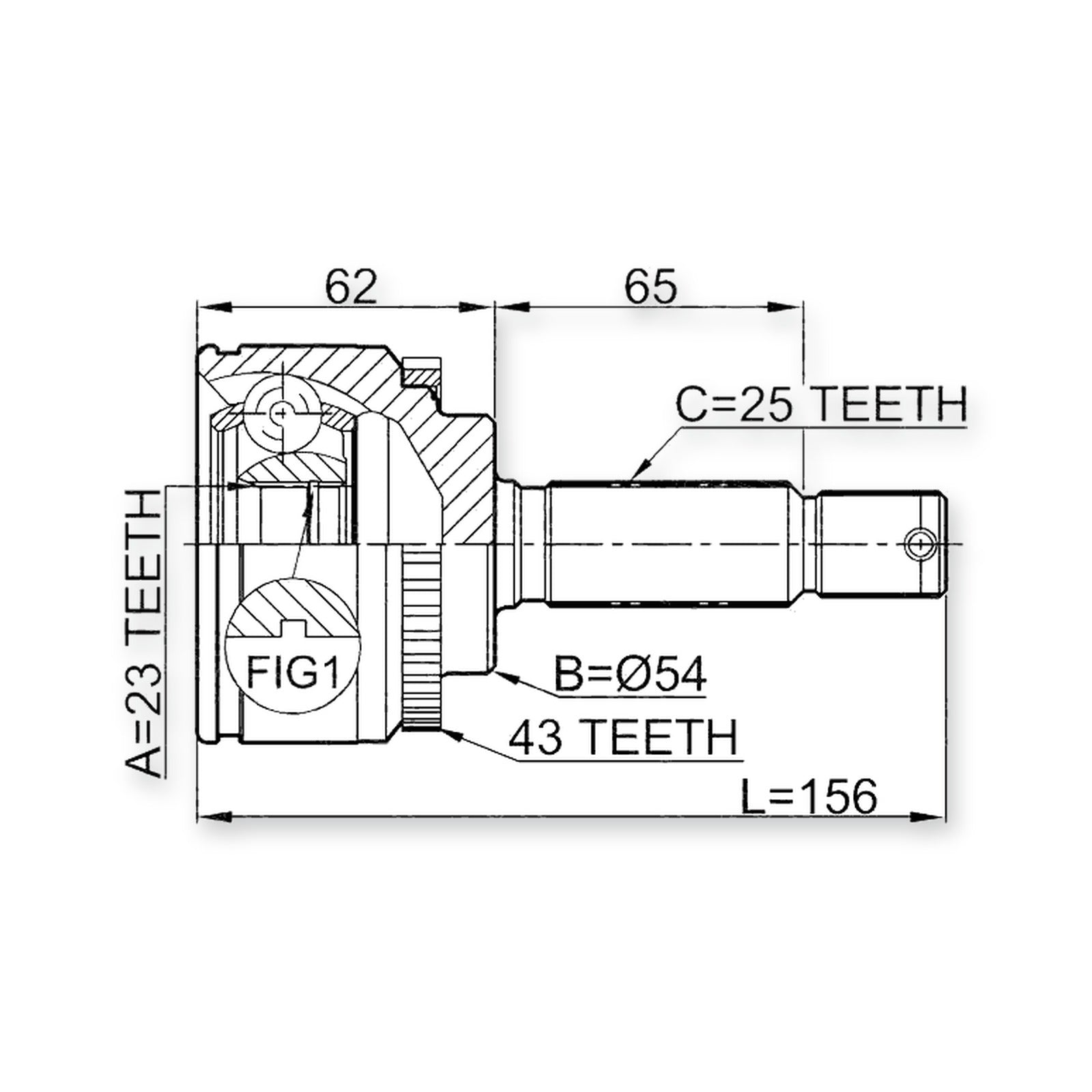 Mitsubishi Carisma DA1-6A Front Outer CV Joint 23X54X25