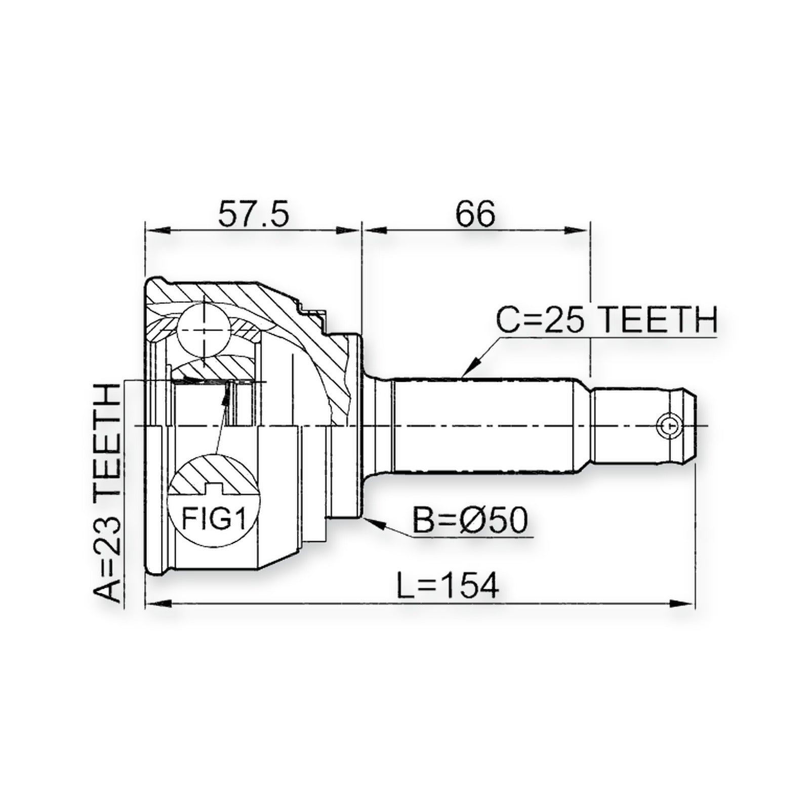 Mitsubishi Chariot D02-09W Front Outer CV Joint 23X50X25