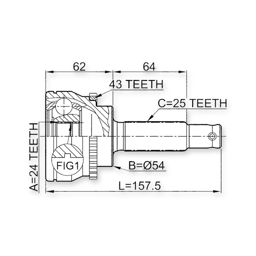Mitsubishi Chariot Grandis Front Outer CV Joint 24X54X25