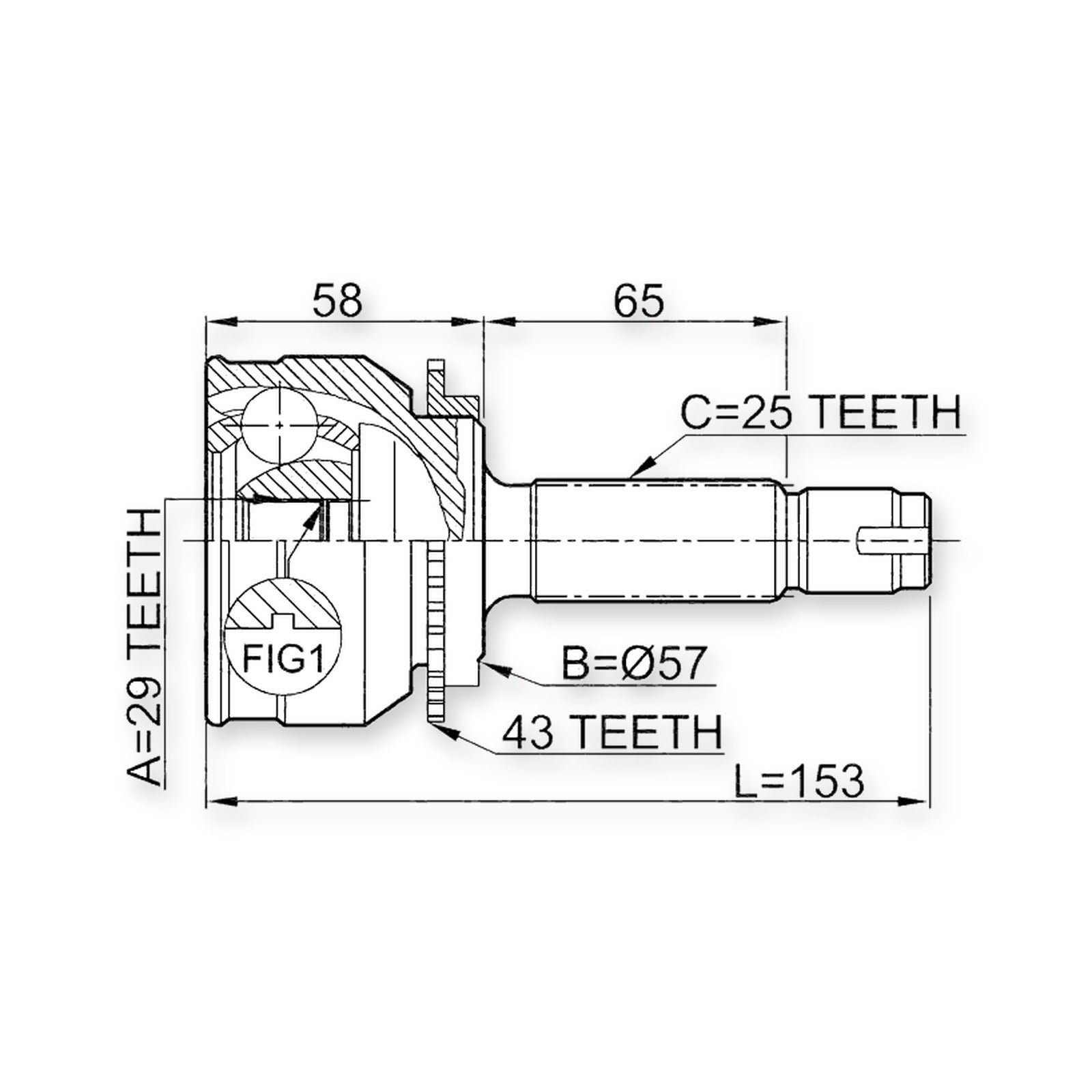 Mitsubishi Airtrek Front Outer CV Joint 29X57X25