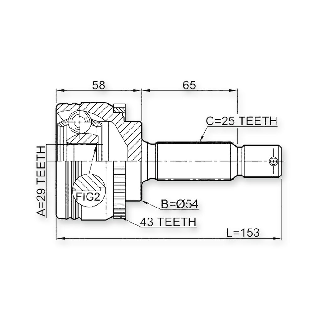 Mitsubishi Colt/Lancer CJ1A Front Outer CV Joint 29X54X25