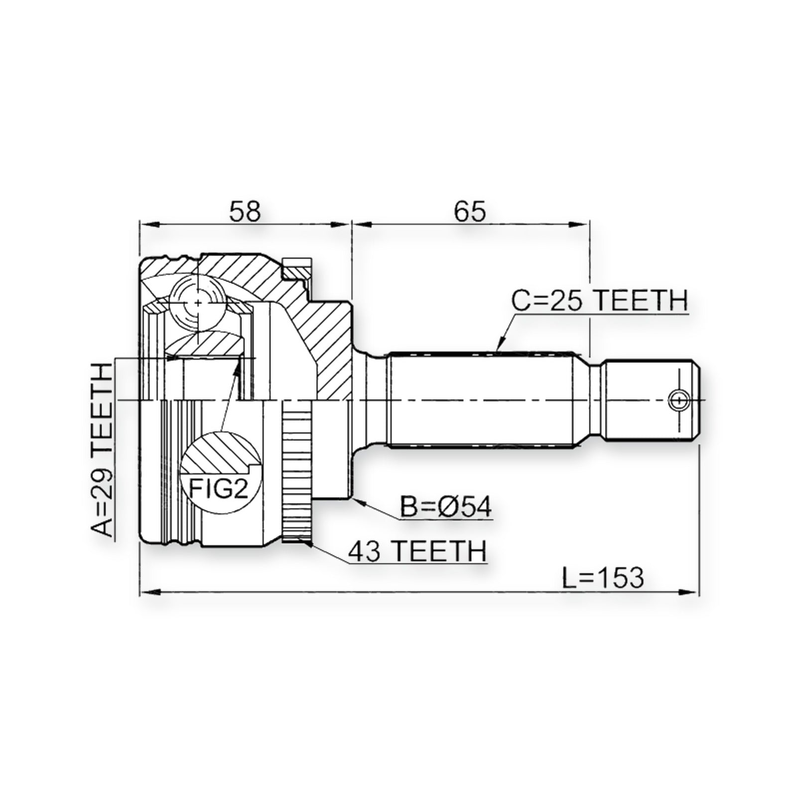 Mitsubishi Colt/Lancer CJ1A Front Outer CV Joint 29X54X25