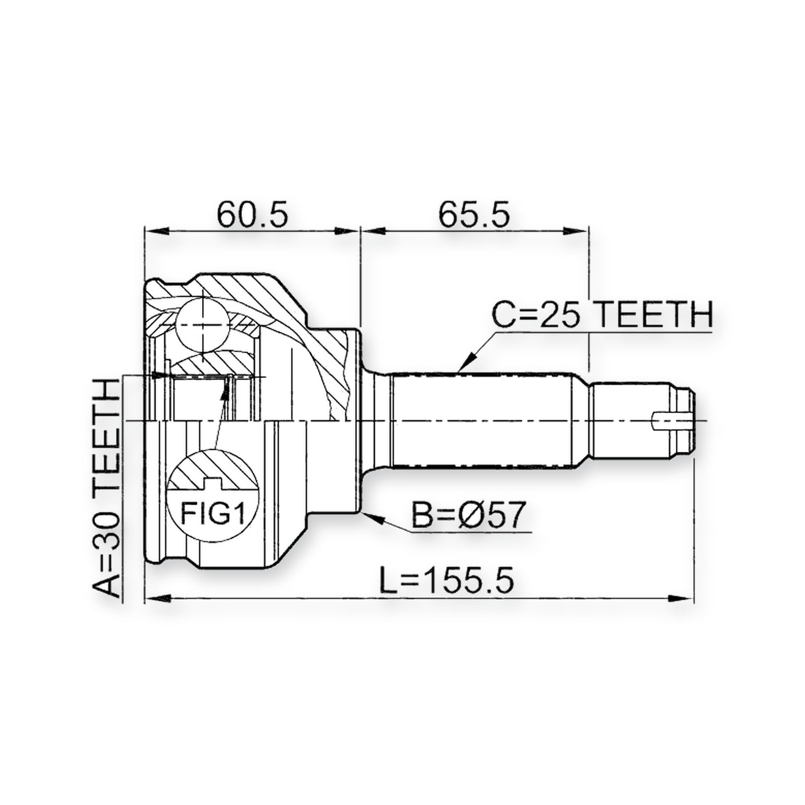 Mitsubishi Dion Front Outer CV Joint 30X57X25