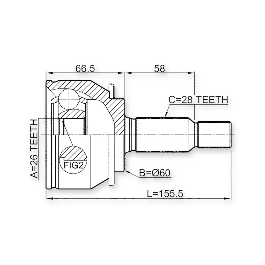 Mitsubishi Grandis NA4W Front Outer CV Joint 26X60X28