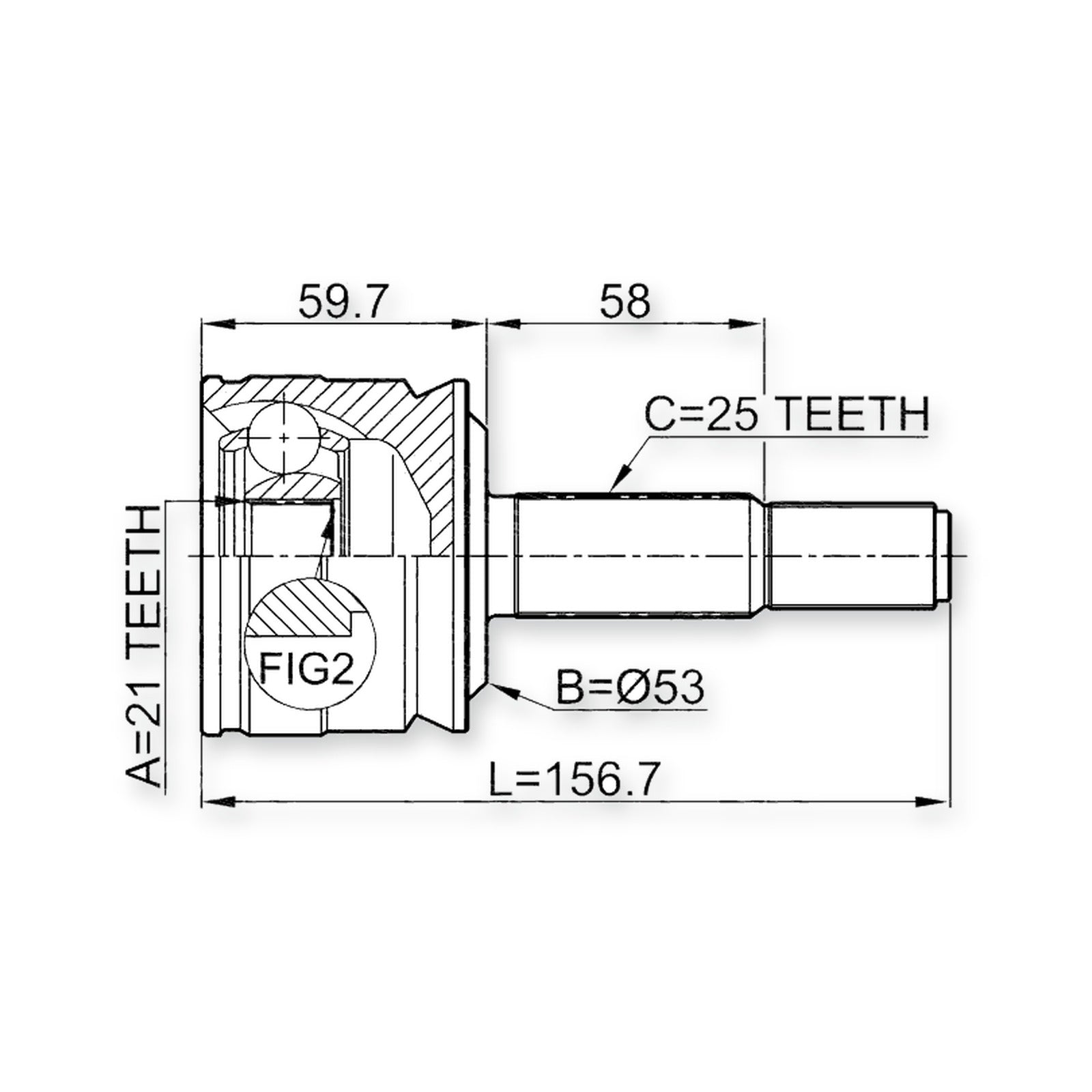 Mitsubishi Colt Z32A/Z34A/Z36A/Z3 Front Outer CV Joint 21X53X25