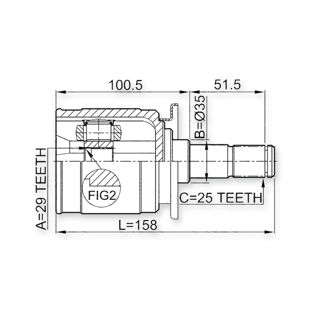Mitsubishi Airtrek Rear Inner CV Joint 29X35X25