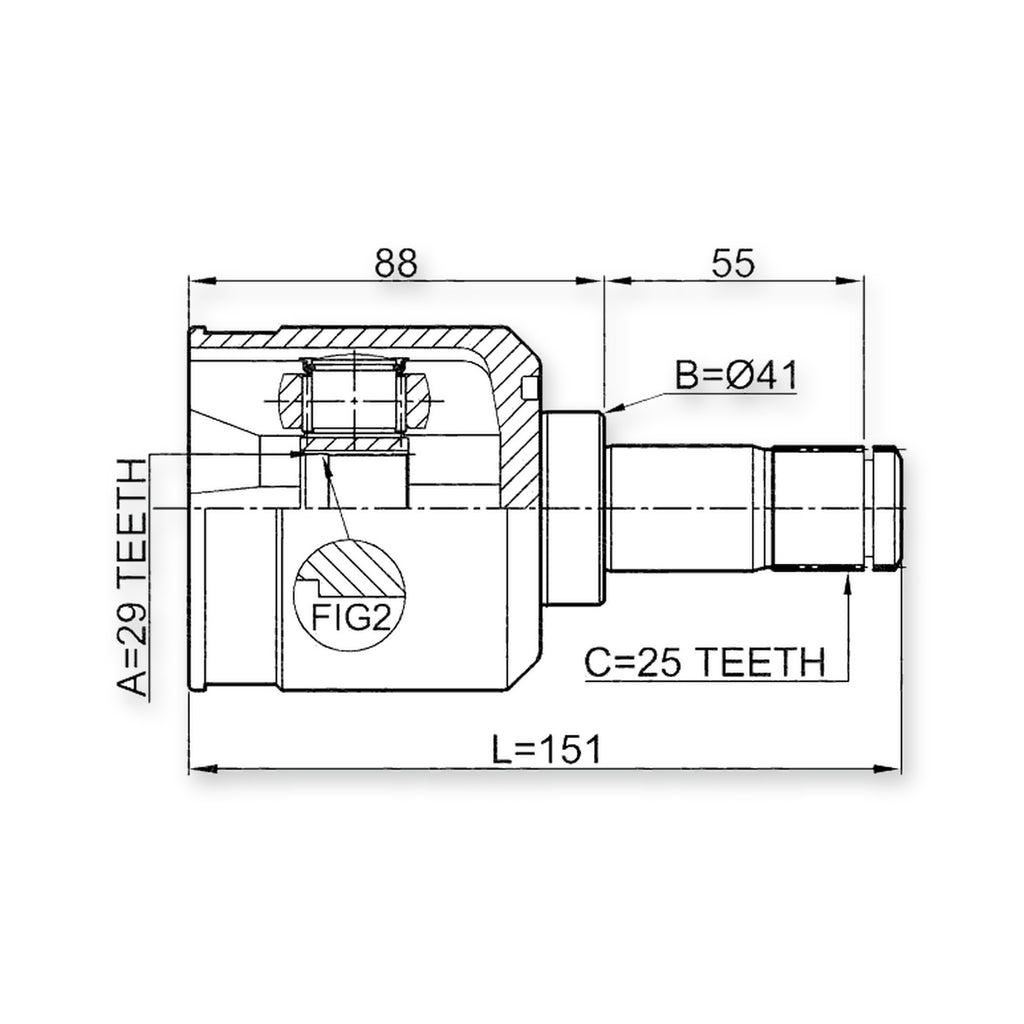 Mitsubishi Colt/Colt Plus Front Inner CV Joint 29X41X25