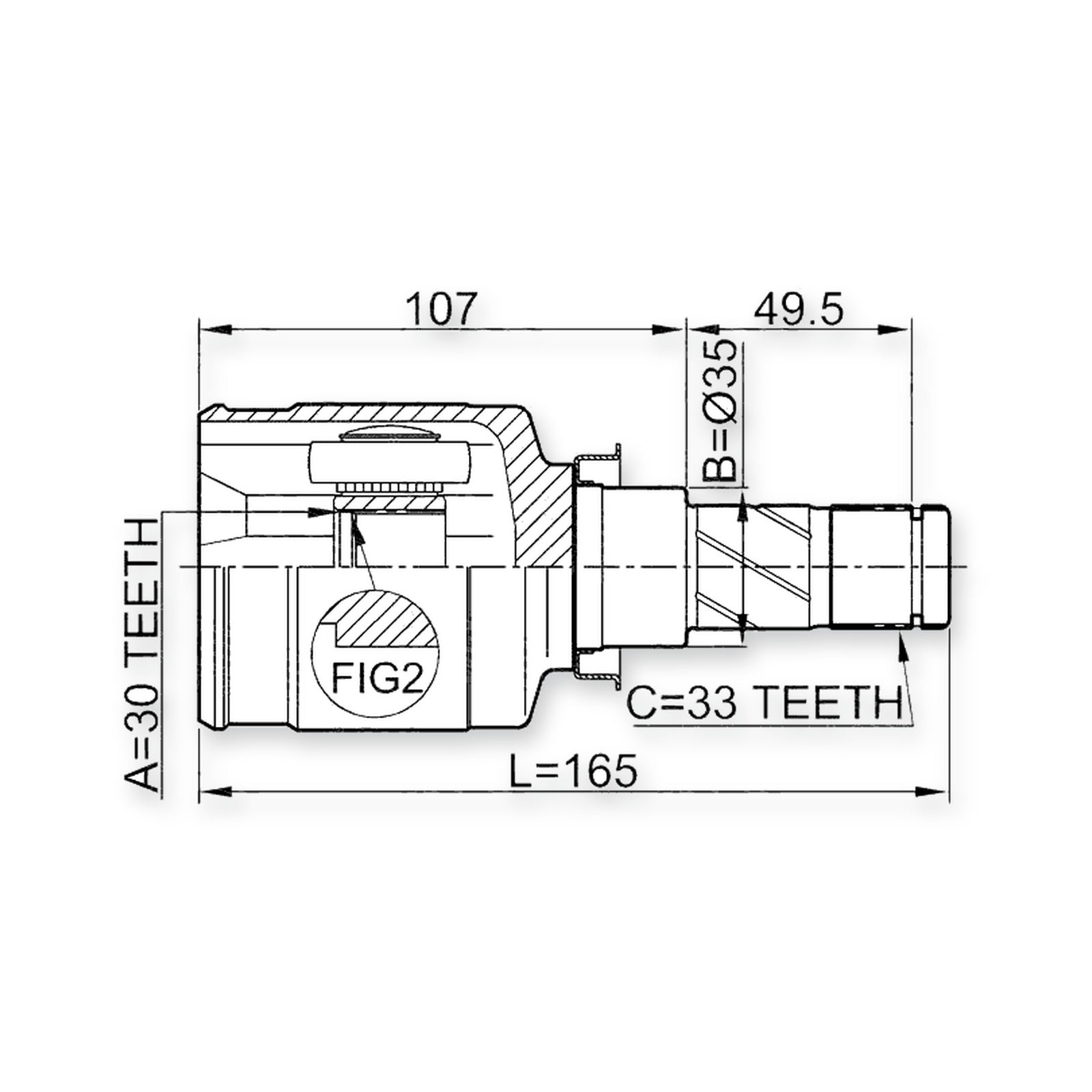 Mitsubishi Colt Z21A/Z22A/Z23A/Z2 Front Inner CV Joint 30X35X33