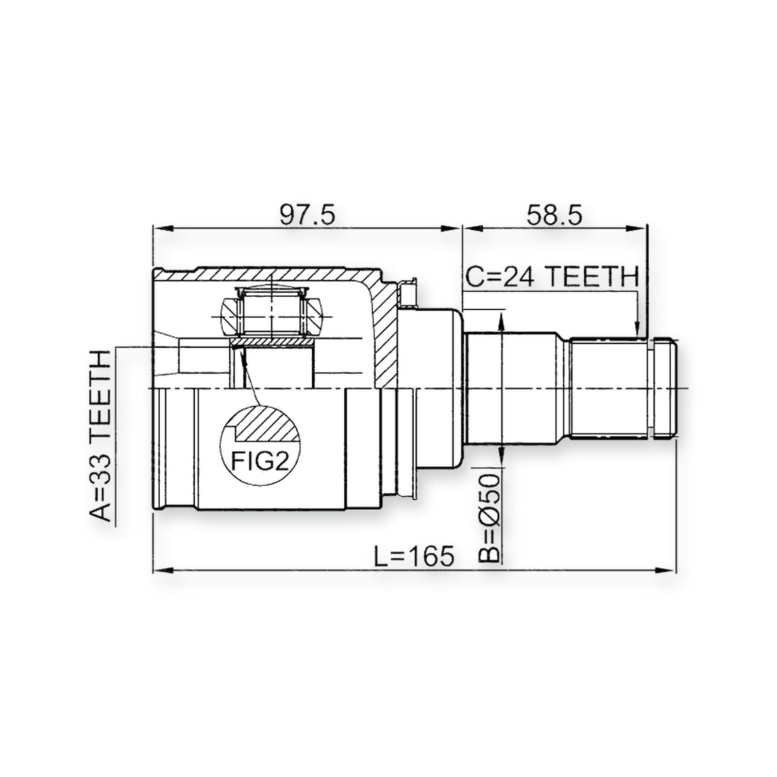 Mitsubishi Galant Fortis/Lancer E Front Left CV Joint 33X50X24