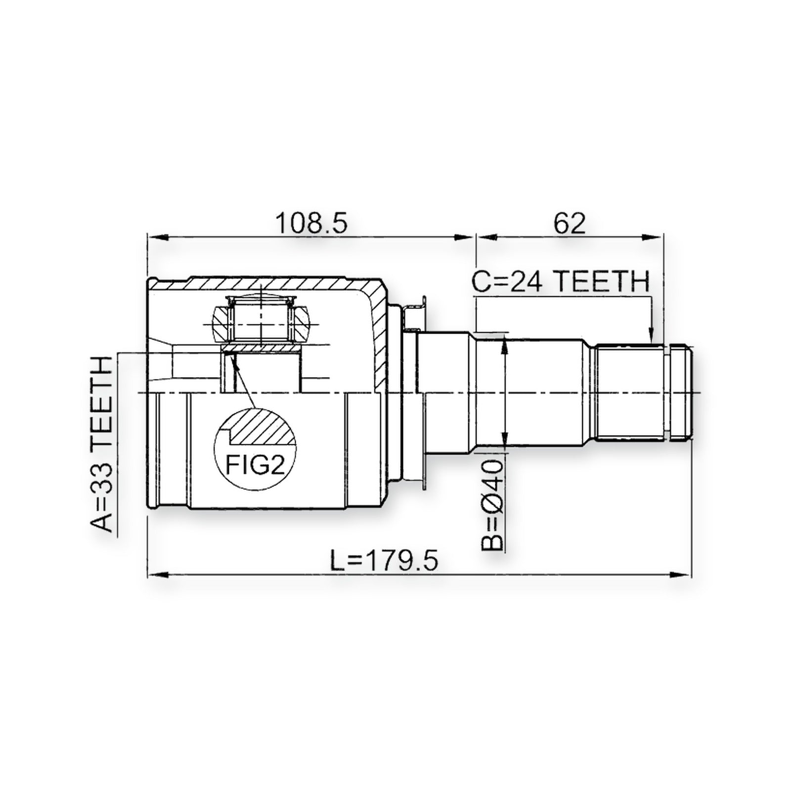 Mitsubishi Galant Fortis/Lancer E Front Right CV Joint 33X40X24
