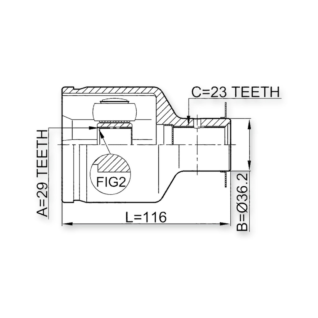 Mitsubishi Carisma DA1-6A Front Right CV Joint 29X36.2X23