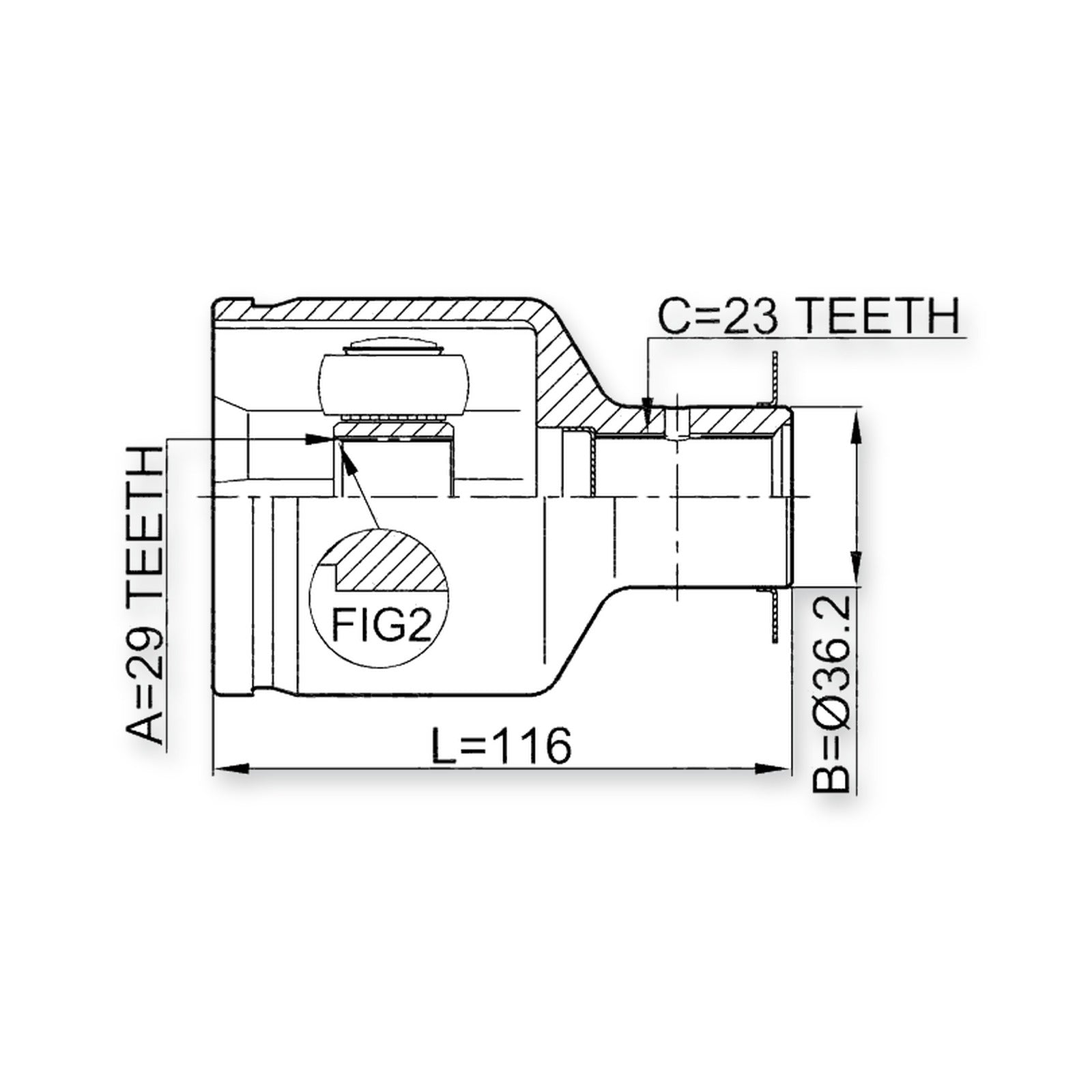Mitsubishi Carisma DA1-6A Front Right CV Joint 29X36.2X23