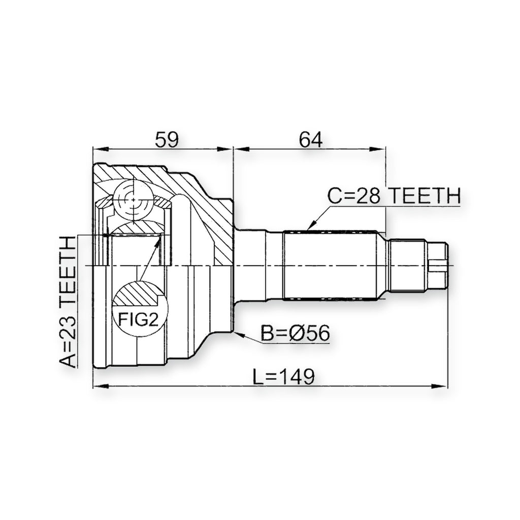 Mazda 626 Ge Front Outer CV Joint 23X56X28