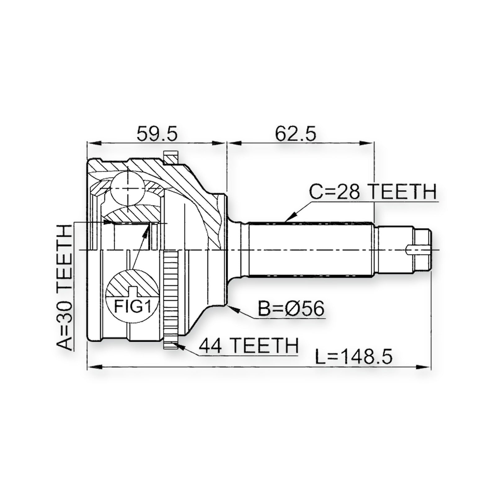 Mazda 626 Gf Front Outer CV Joint 30X56X28
