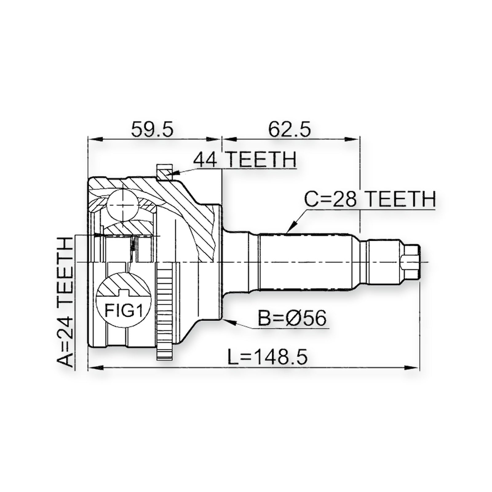 Mazda Escape Front Outer CV Joint 24X56X28