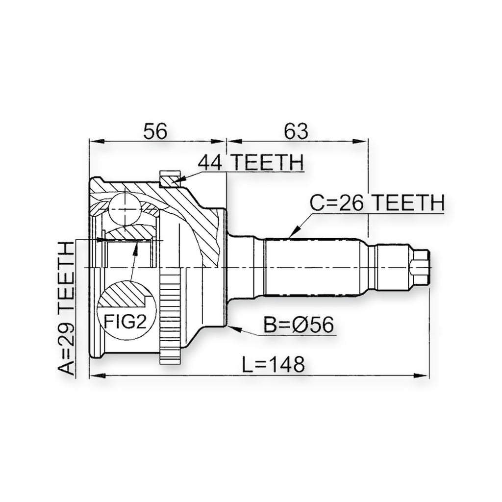 Mazda 323 Bj Front Outer CV Joint 29X56X26