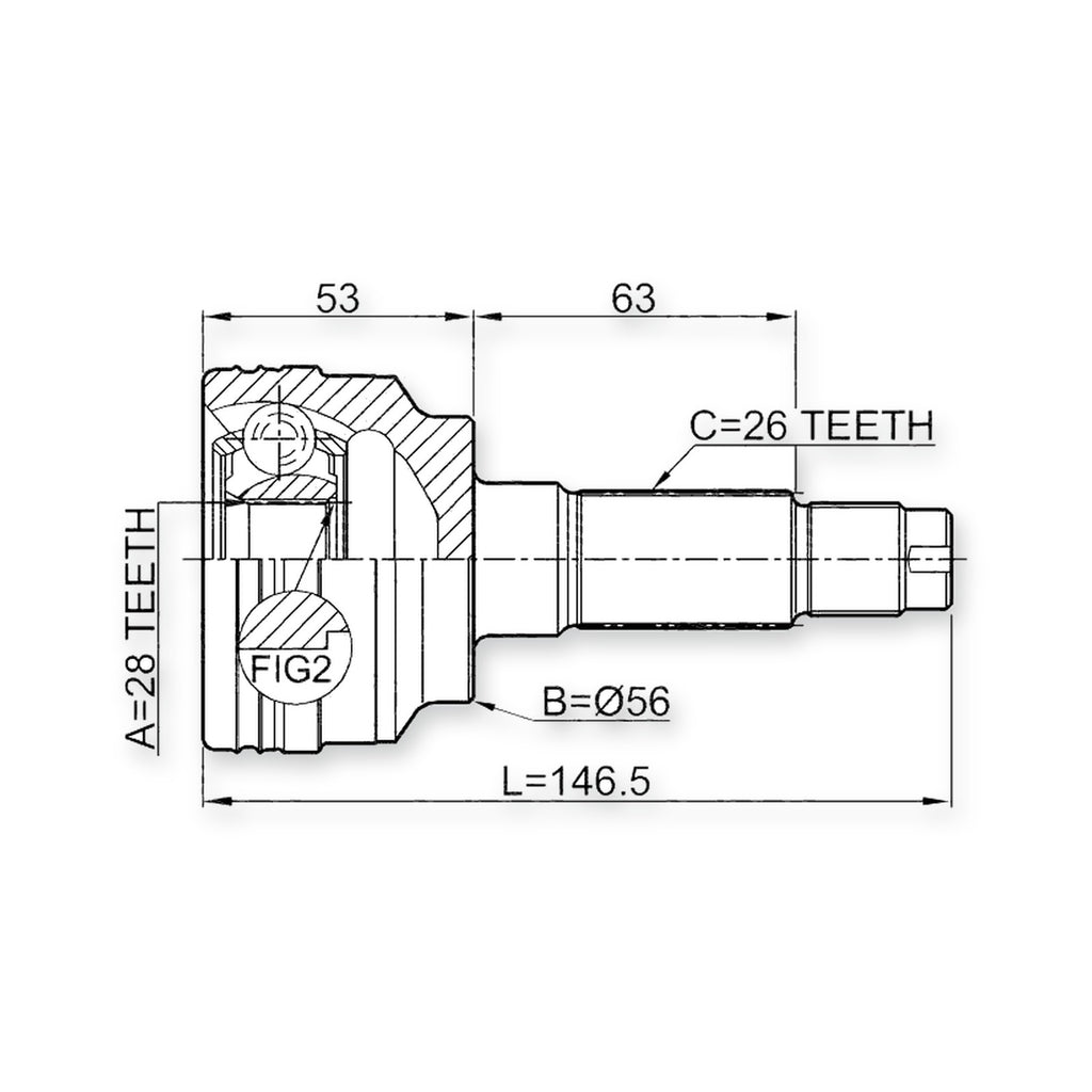 Mazda 323 Bj Front Outer CV Joint 28X56X26