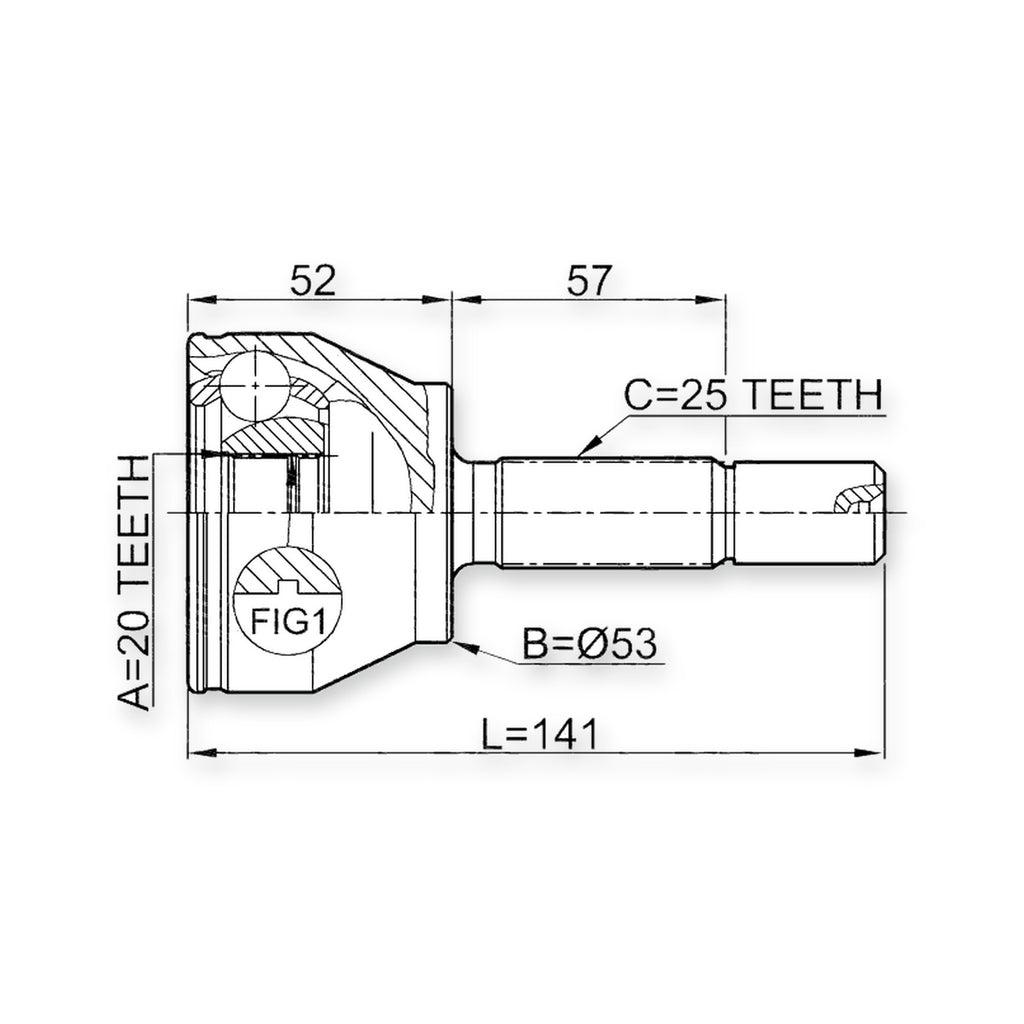 Mazda Demio Front Outer CV Joint 20X53X25