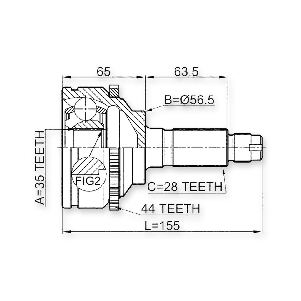 Mazda Mpv Lw Front Outer CV Joint 35X56.5X28