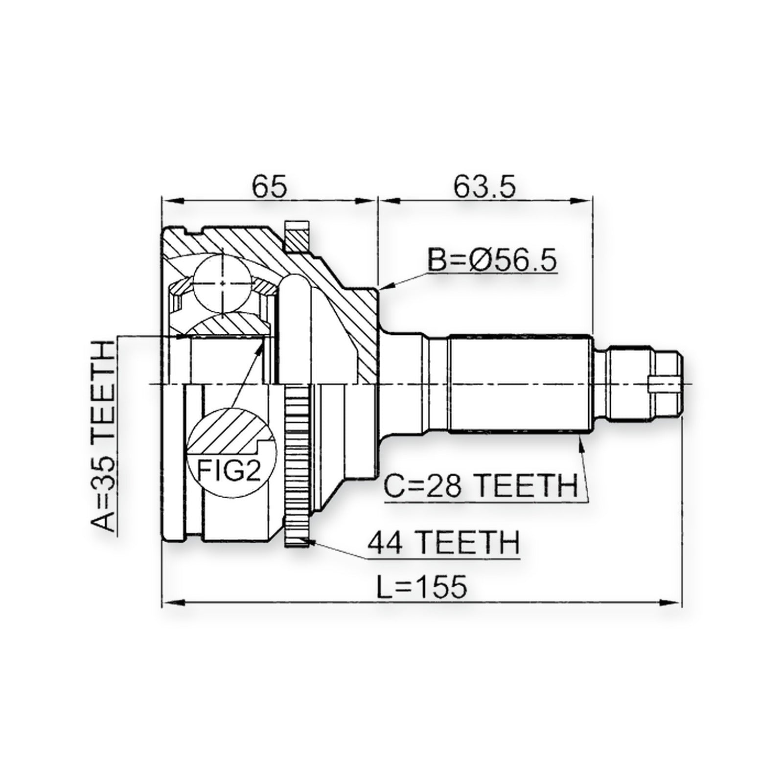 Mazda Mpv Lw Front Outer CV Joint 35X56.5X28
