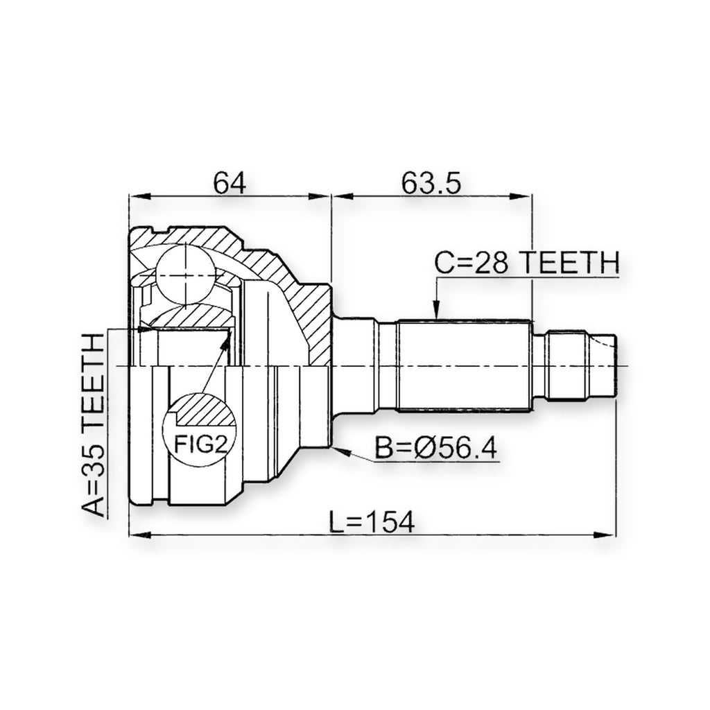 Mazda Mpv Lw Front Outer CV Joint 35X56.5X28
