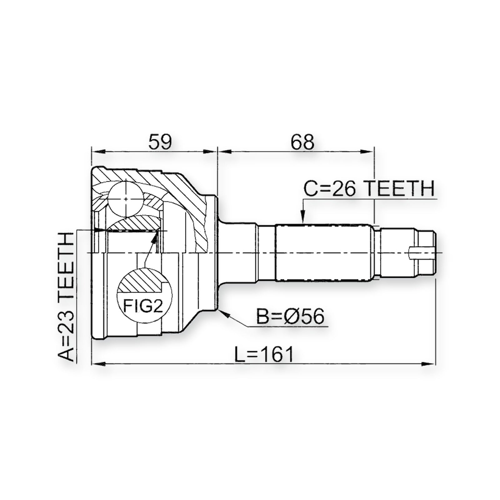 Mazda Mpv Lw Front Outer CV Joint 23X56X26
