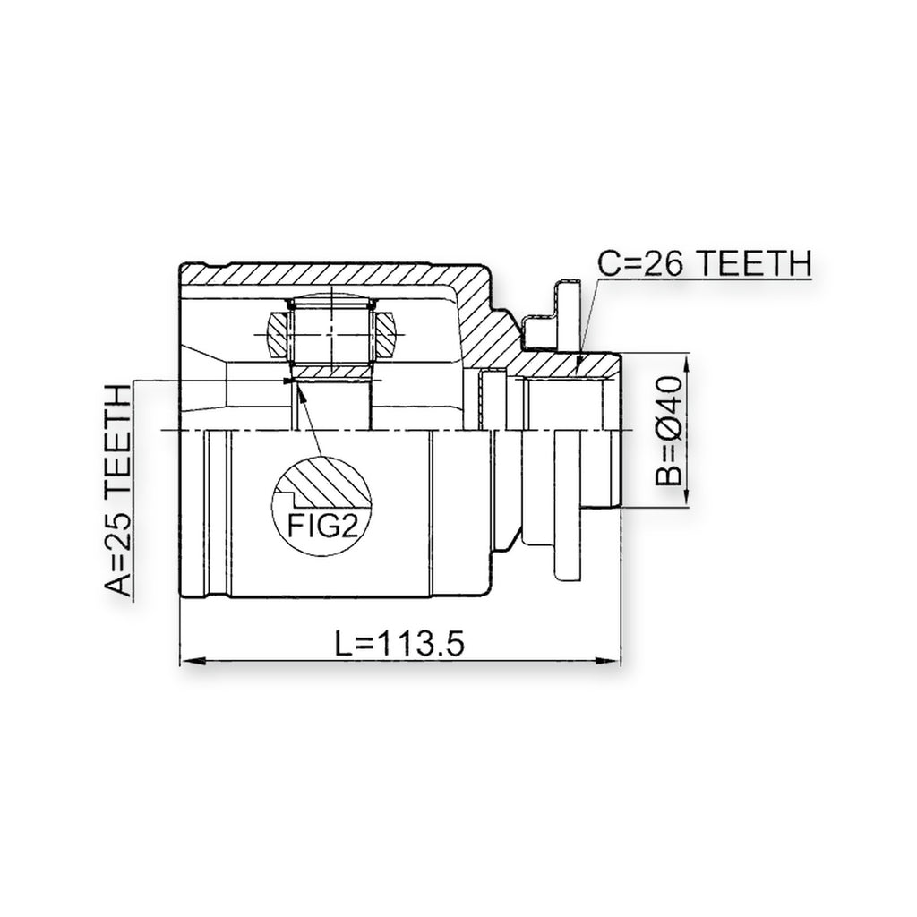 Mazda B2200 Un Front Left CV Joint 25X40X26