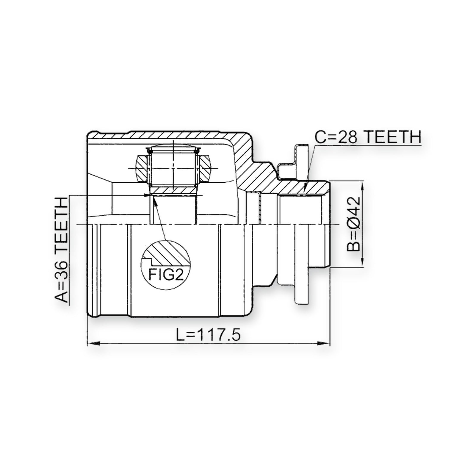 Ford Everest Front Left CV Joint 36X42X28
