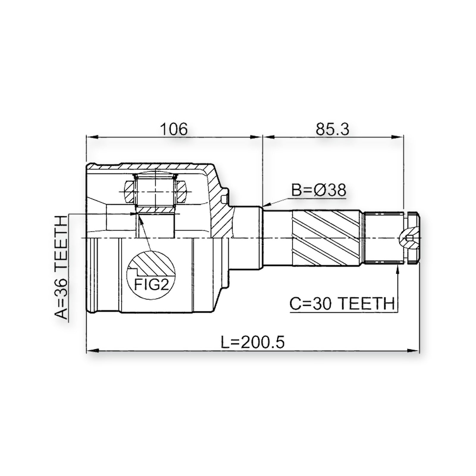 Ford Everest Front Right CV Joint 36X38X30