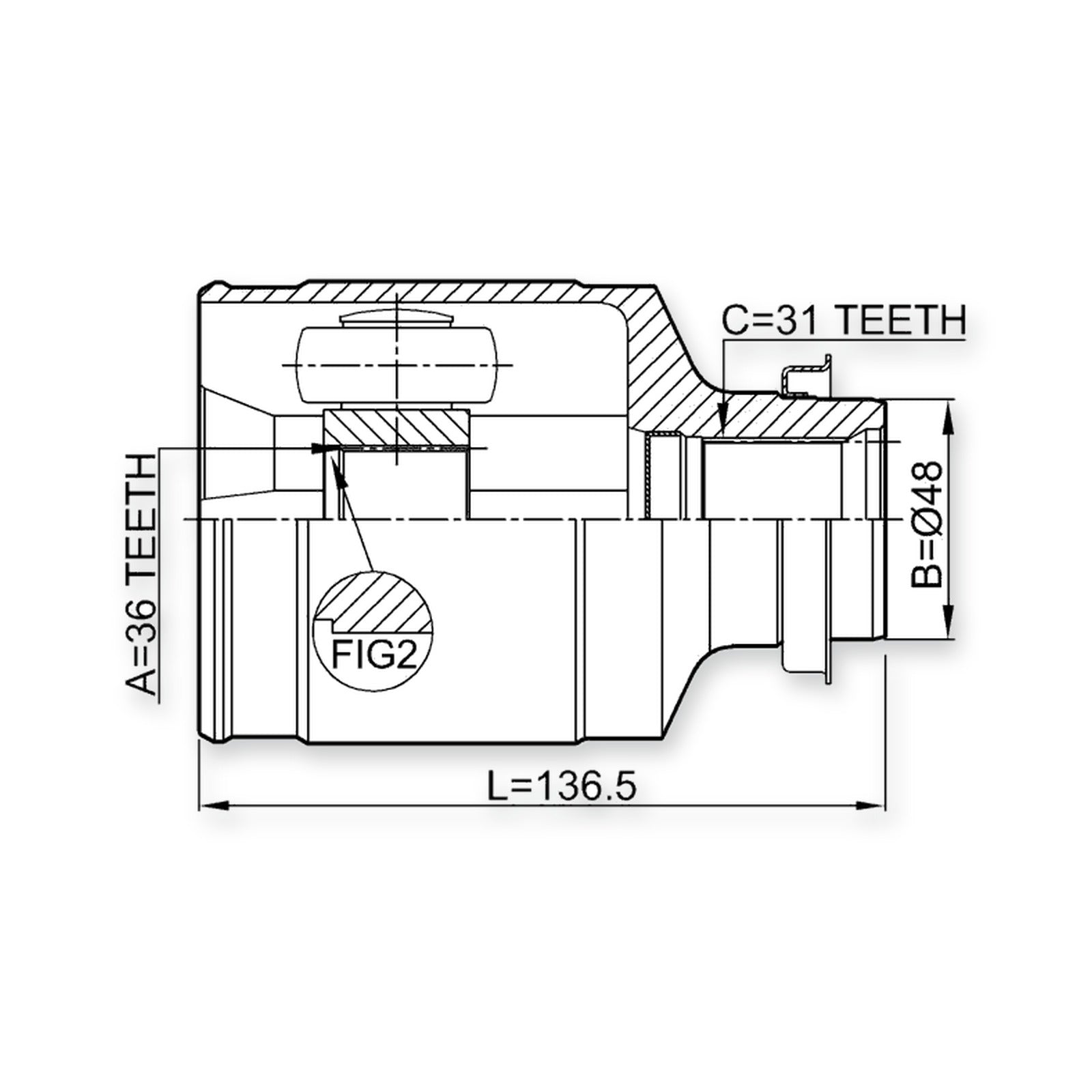 Mazda CX-7 Front Right CV Joint 36X48X31
