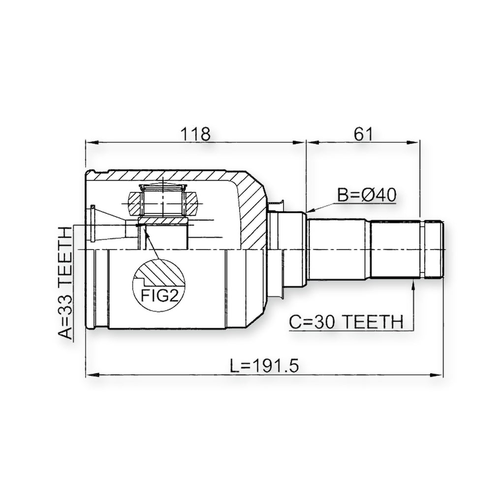 Mazda 6 Wagon Front Left CV Joint 33X40X30