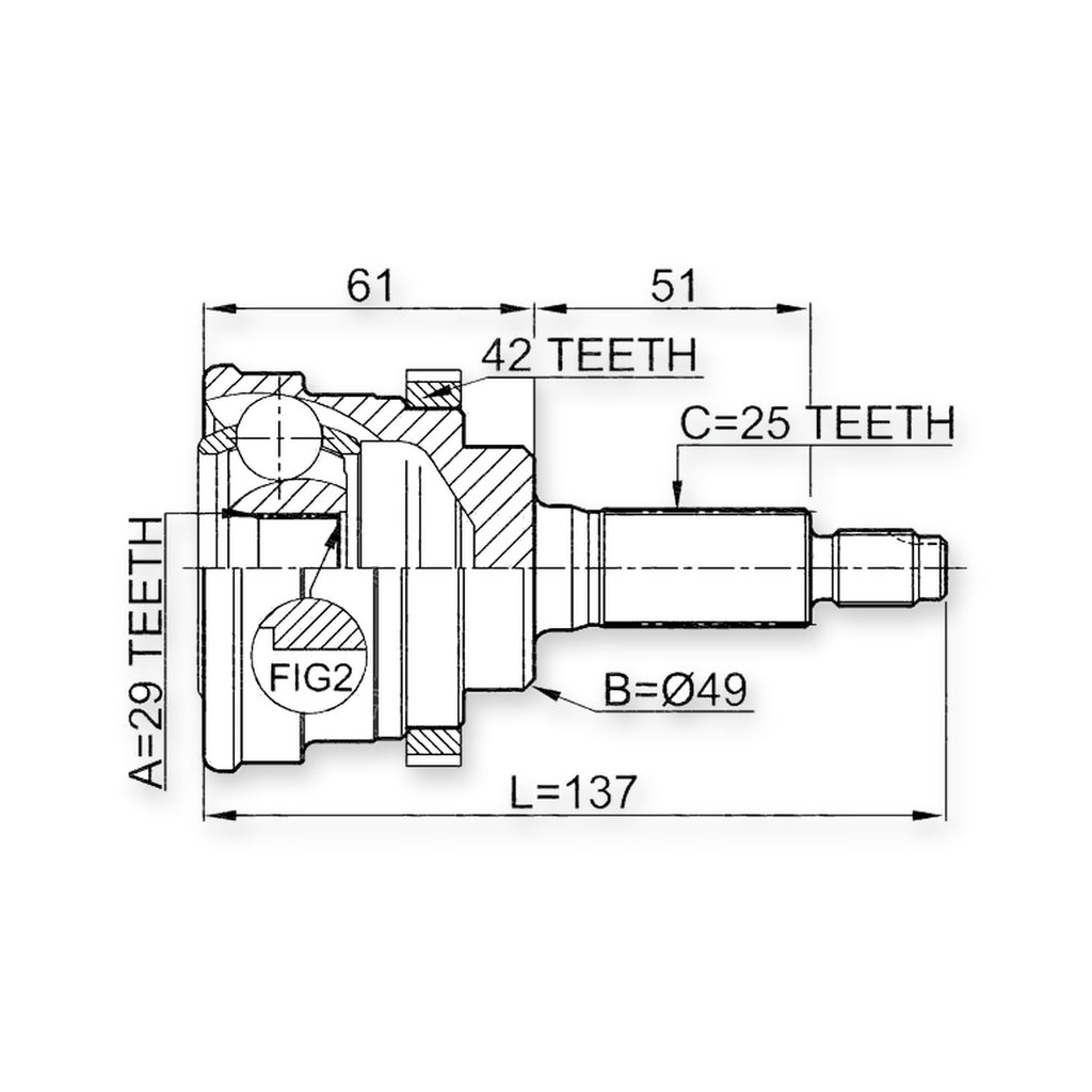 Suzuki Liana RH413/RH416/RH41 Front Outer CV Joint 29X49X25 2001-2008