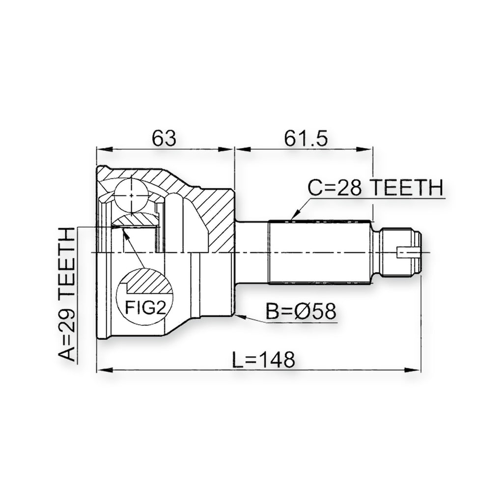 Fiat Sedici Front Outer CV Joint 29X58X28
