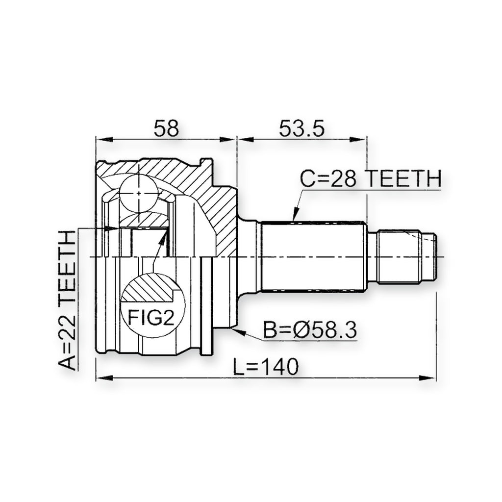 Suzuki Grand Vitara JB416X Front Outer CV Joint 22X58.3X28 2006-2014