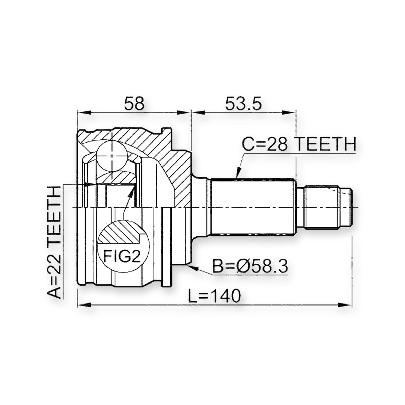 Suzuki Grand Vitara JB416X Front Outer CV Joint 22X58.3X28 2006-2014