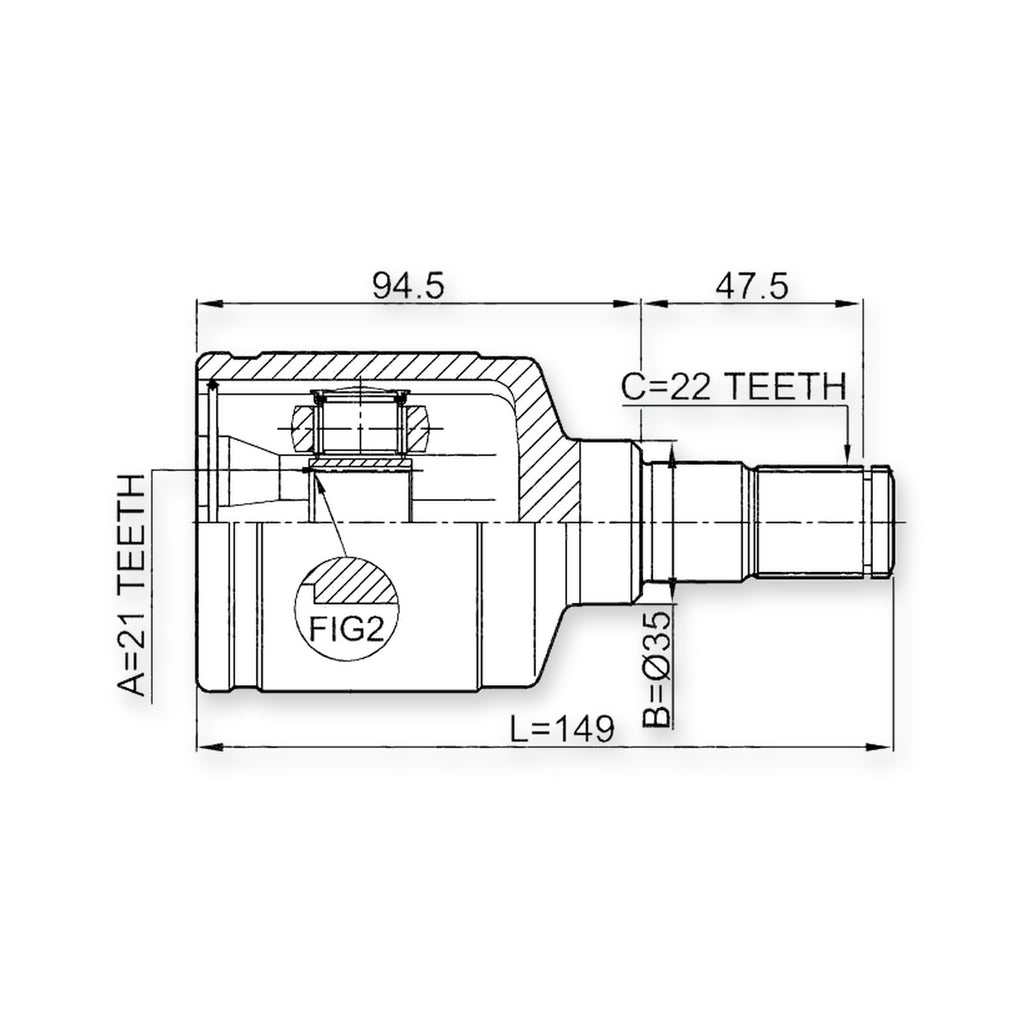 Suzuki Baleno/Esteem SY413 Front Left CV Joint 21X35X22 1995-2001