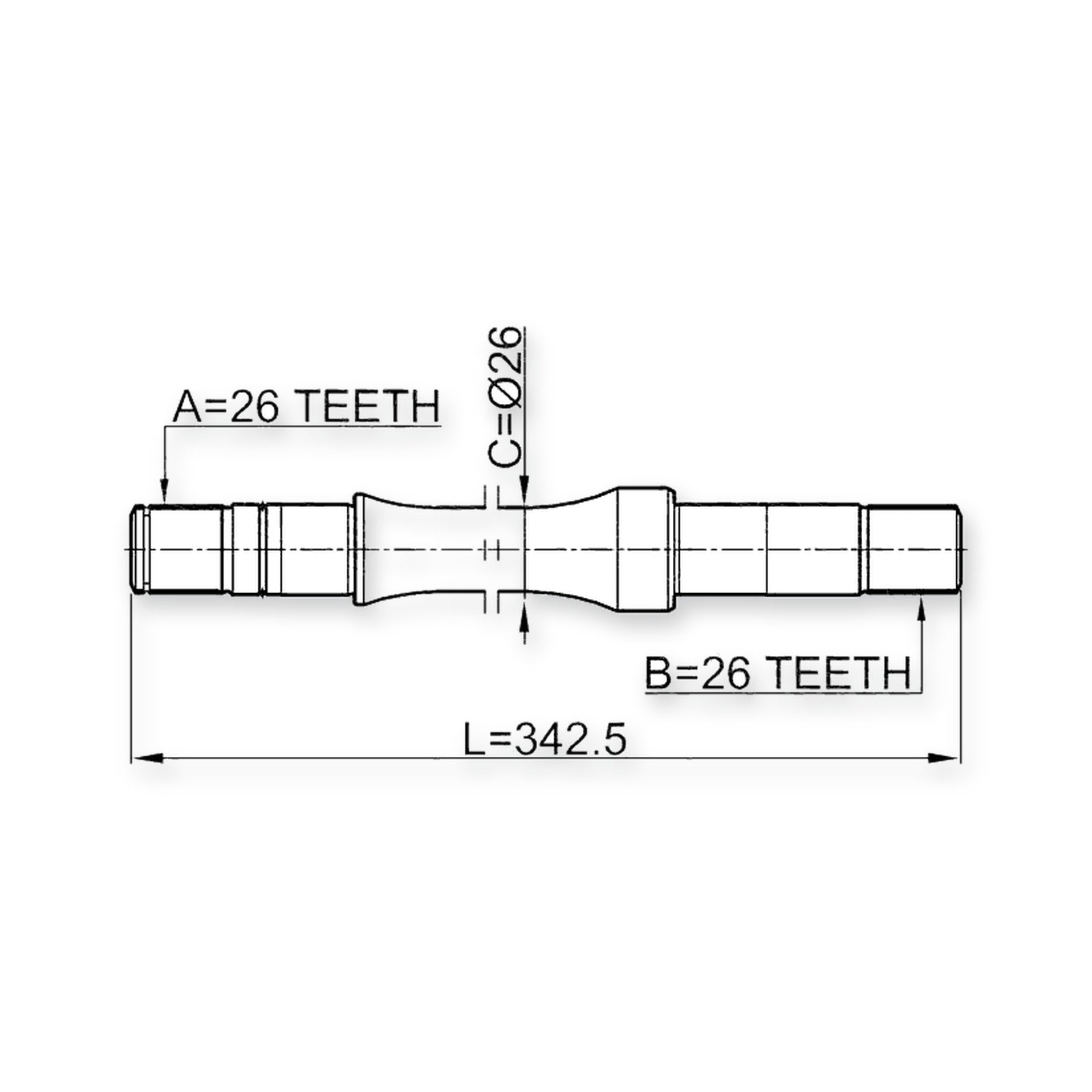 Suzuki Liana RH413/RH416/RH41 Front Right Axle Half Shaft 26X342.5X26 2001-2008