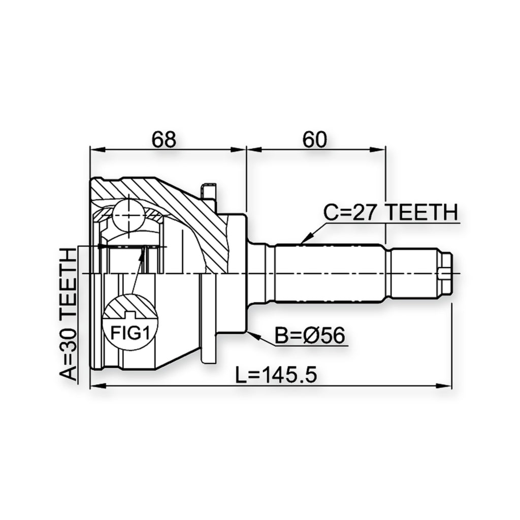 Subaru Forester S10 Front Outer CV Joint 30X56X27