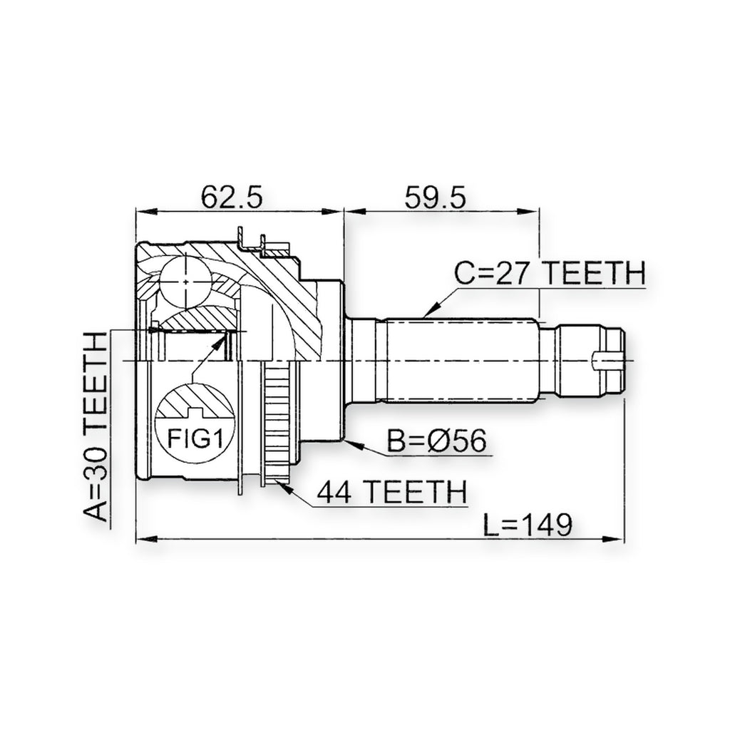 Subaru Forester S10 Front Outer CV Joint 30X56X27