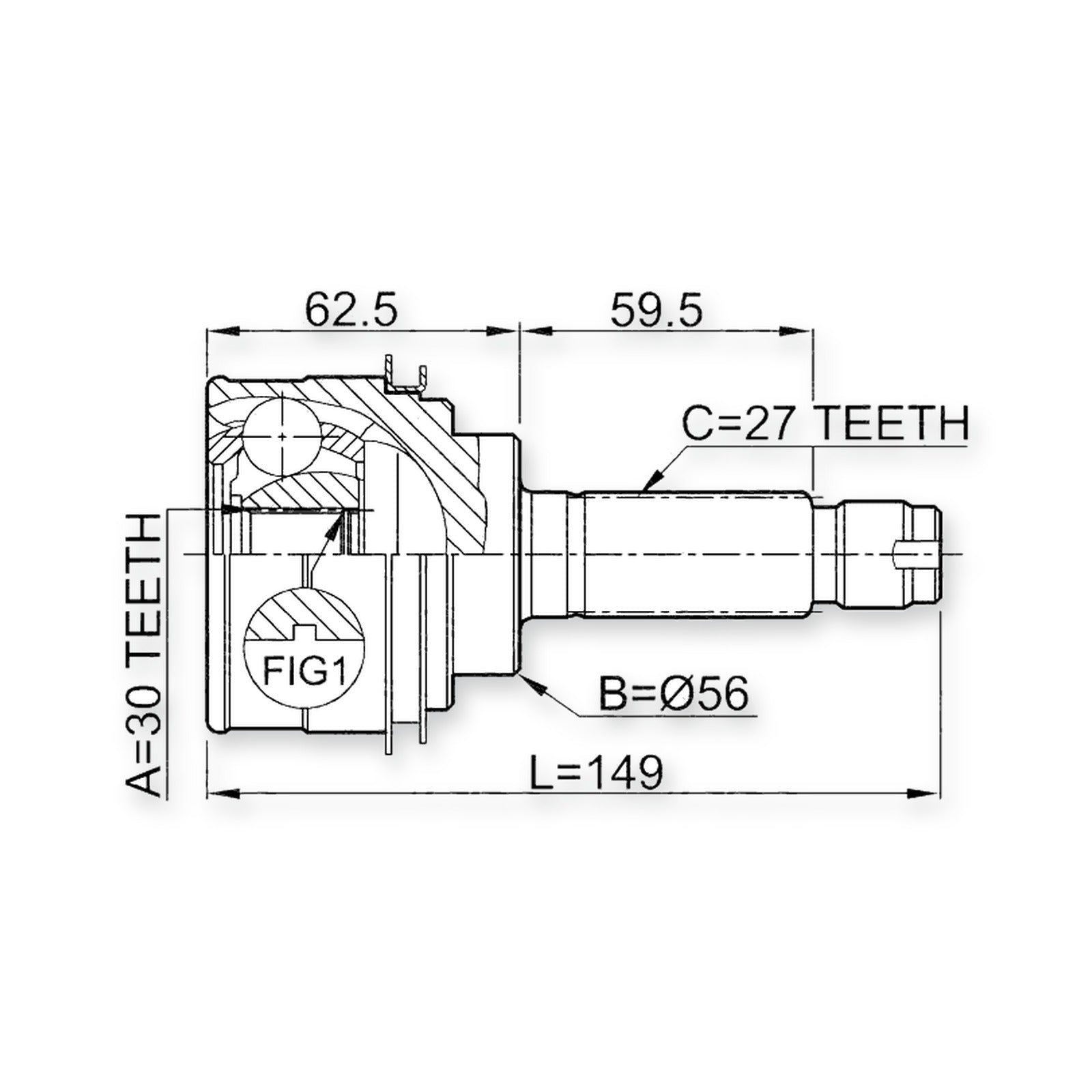 Subaru Forester S10 Front Outer CV Joint 30X56X27