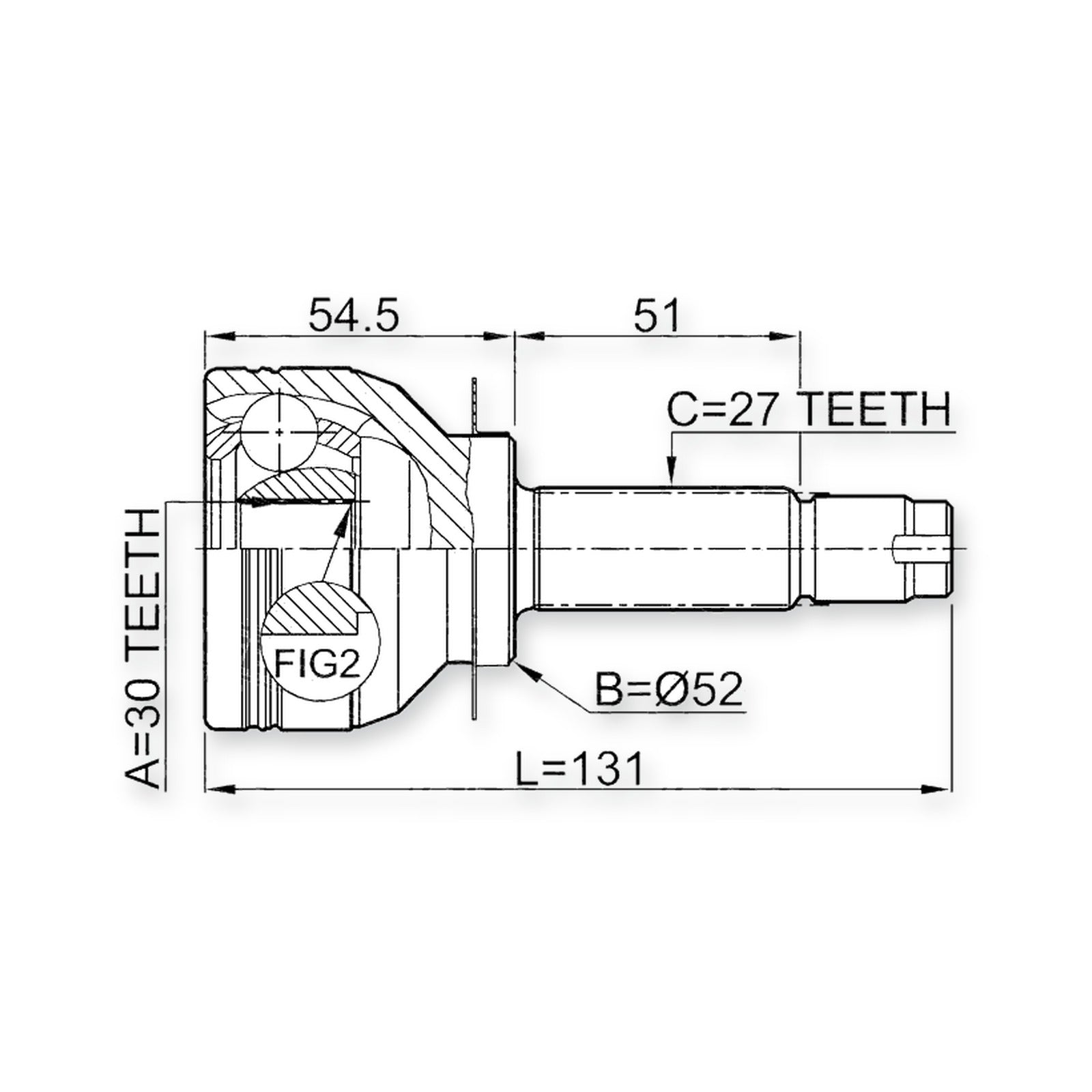Subaru Forester S12 Front Outer CV Joint 30X53.6X27
