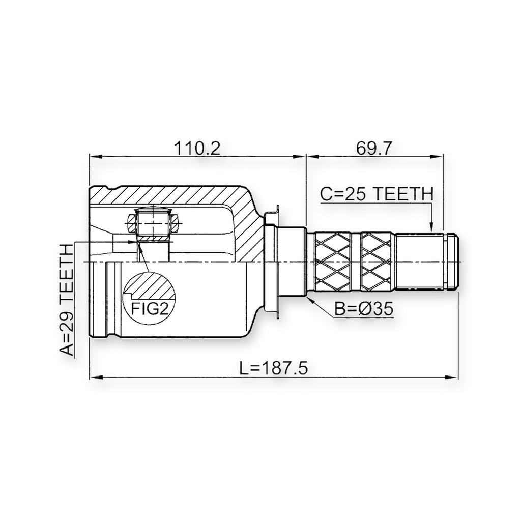 Subaru Forester S11 Front Inner CV Joint 29X35X25